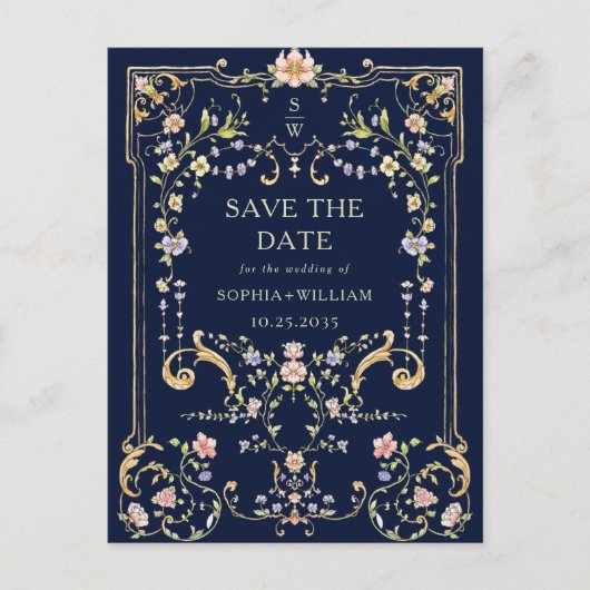 Viktorianische Verzierte Grace Floral Frame Weddin Postkarte (Vorderseite)