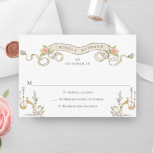 Viktorianische Verzierte Grace Floral Frame Weddin RSVP Karte