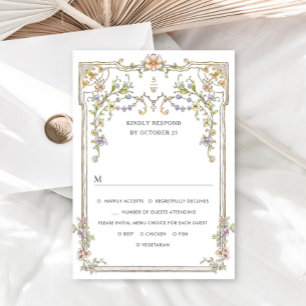 Viktorianische Verzierte Grace Floral Frame Weddin RSVP Karte