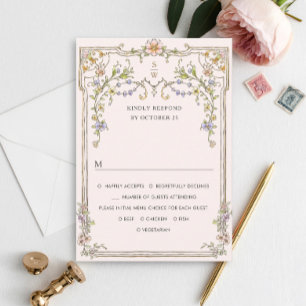 Viktorianische Verzierte Grace Floral Frame Weddin RSVP Karte