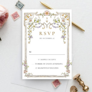 Viktorianische Verzierte Grace Floral Frame Weddin RSVP Karte