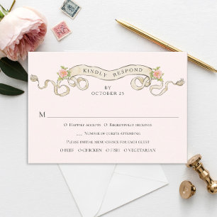 Viktorianische Verzierte Grace Floral Frame Weddin RSVP Karte