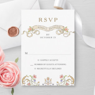 Viktorianische Verzierte Grace Floral Frame Weddin RSVP Karte