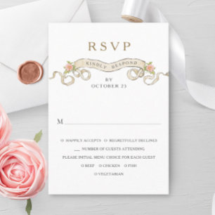 Viktorianische Verzierte Grace Floral Frame Weddin RSVP Karte
