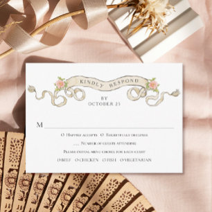 Viktorianische Verzierte Grace Floral Frame Weddin RSVP Karte