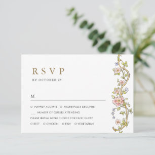 Viktorianische Verzierte Grace Floral Frame Weddin RSVP Karte
