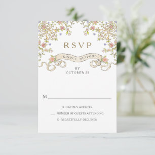 Viktorianische Verzierte Grace Floral Frame Weddin RSVP Karte