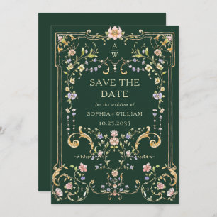 Viktorianische Verzierte Grace Floral Frame Weddin Save The Date