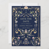 Viktorianische Verzierte Grace Floral Frame Weddin Save The Date (Vorderseite)