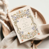 Viktorianische Verzierte Grace Floral Frame Weddin Save The Date