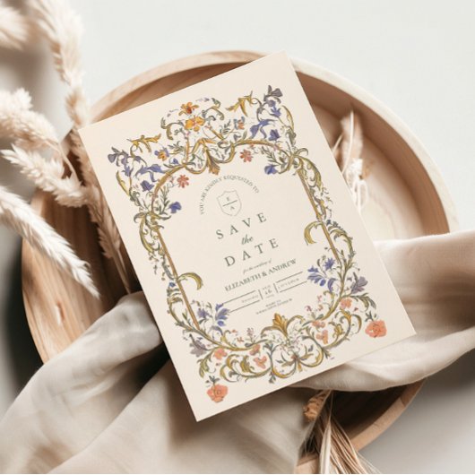 Viktorianische Verzierte Grace Floral Frame Weddin Save The Date