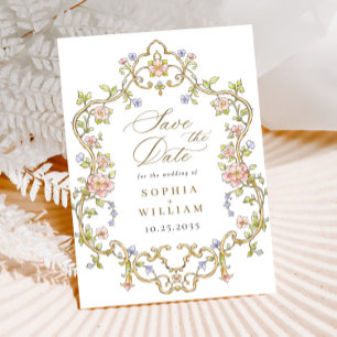Viktorianische Verzierte Grace Floral Frame Weddin Save The Date