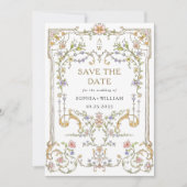 Viktorianische Verzierte Grace Floral Frame Weddin Save The Date (Vorderseite)