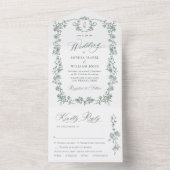 Viktorianische Verzierte Grace Floral Sage Grüne H All In One Einladung (Innen Boden)