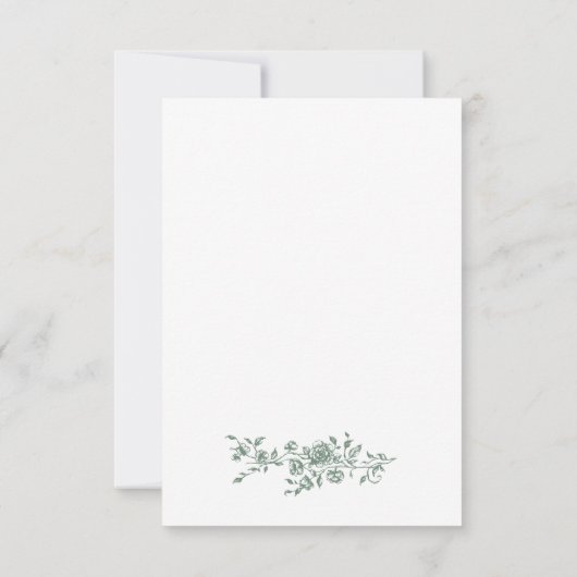 Viktorianische Verzierte Grace Floral Sage Grüne H Dankeskarte (Rückseite)