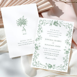 Viktorianische Verzierte Grace Floral Sage Grüne H Einladung