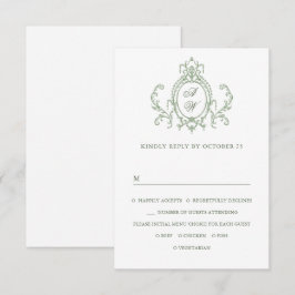 Viktorianische Verzierte Grace Floral Sage Grüne H RSVP Karte