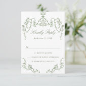 Viktorianische Verzierte Grace Floral Sage Grüne H RSVP Karte (Stehend Vorderseite)