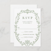 Viktorianische Verzierte Grace Floral Sage Grüne H RSVP Karte (Vorne/Hinten)