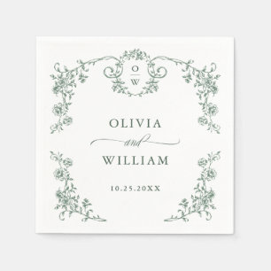 Viktorianische Verzierte Grace Floral Sage Grüne H Serviette