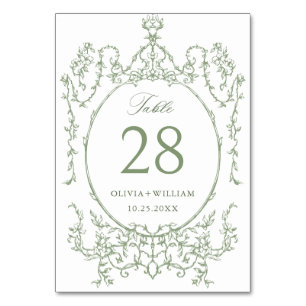 Viktorianische Verzierte Grace Floral Sage Grüne H Tischnummer