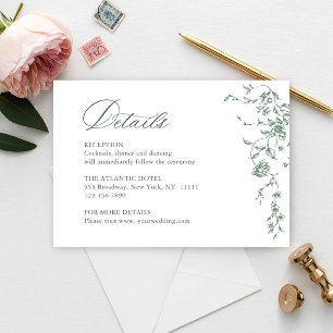 Viktorianische Verzierte Grace Floral Sage Hochzei Begleitkarte