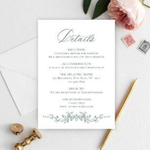 Viktorianische Verzierte Grace Floral Sage Hochzei Begleitkarte