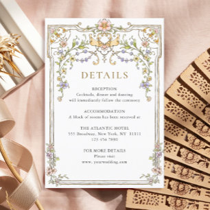 Viktorianische Verzierte Grace Floral Wedding Deta Begleitkarte