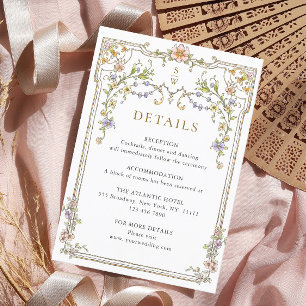 Viktorianische Verzierte Grace Floral Wedding Deta Begleitkarte