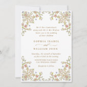 Viktorianische Verzierte Grace Pastel Floral Weddi Einladung (Vorderseite)