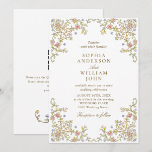 Viktorianische Verzierte Grace Pastel Floral Weddi Einladung