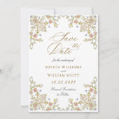 Viktorianische Verzierte Grace Pastel Floral Weddi Save The Date (Vorderseite)