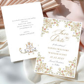 Viktorianische Verzierte Grace Pastel Floral Weddi Save The Date