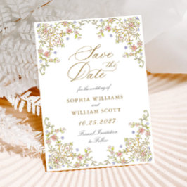Viktorianische Verzierte Grace Pastel Floral Weddi Save The Date