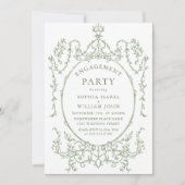 Viktorianische Verzierte Grace Sage Green ENGAGEME Einladung (Vorderseite)