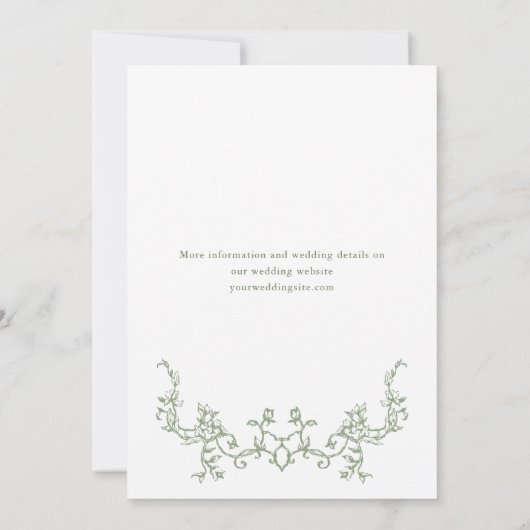 Viktorianische Verzierte Grace Sage Green ENGAGEME Einladung (Rückseite)