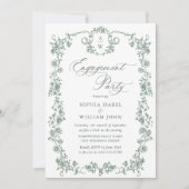 Viktorianische Verzierte Grace Sage Green ENGAGEME Einladung (Vorderseite)