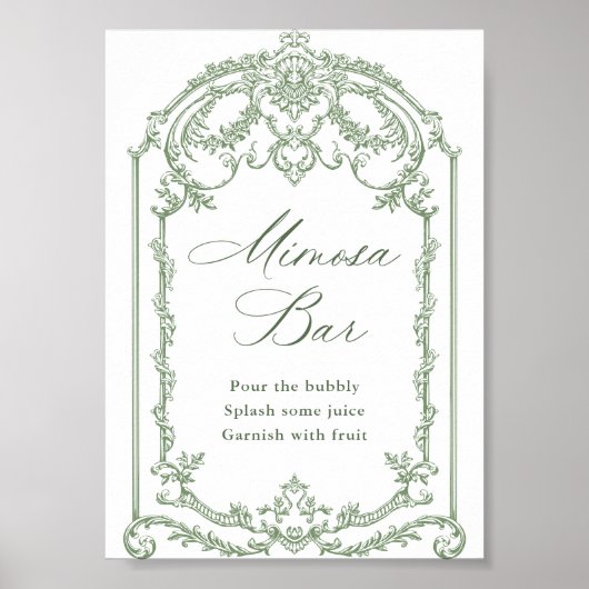 Viktorianische Verzierte Grace Sage Green Mimosa B Poster (Vorne)