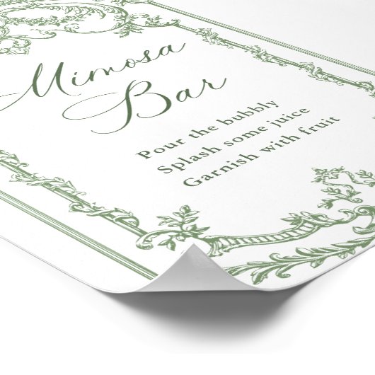 Viktorianische Verzierte Grace Sage Green Mimosa B Poster (Ecke)