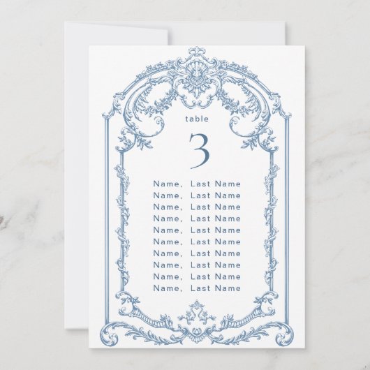 Viktorianische Verzierte Grace Wedding Chart Card Einladung (Rückseite)