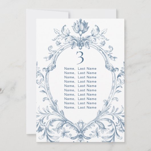 Viktorianische Verzierte Grace Wedding Chart Card Einladung (Vorderseite)