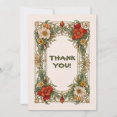 Viktorianische Verzierte Grenze mit Wildblume Hoch Dankeskarte (Vorderseite)