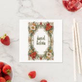 Viktorianische Verzierte Grenze mit Wildblume Hoch Serviette (Beispiel)