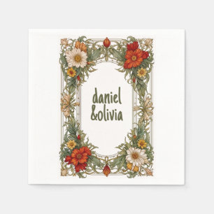 Viktorianische Verzierte Grenze mit Wildblume Hoch Serviette