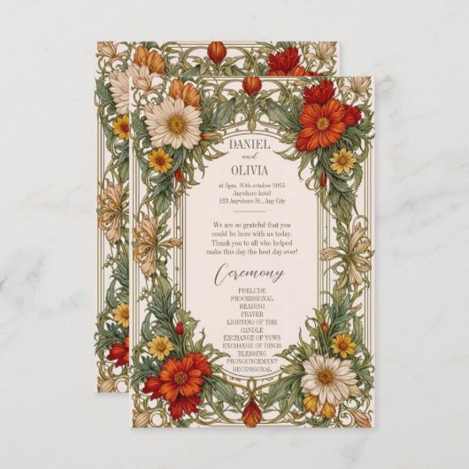 Viktorianische Verzierte Grenze mit Wildblumen (Vorne/Hinten)