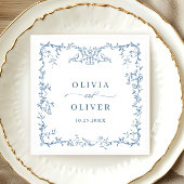 Viktorianische Verzierte Hochzeit mit Blauer Flora Serviette
