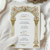 Viktorianische Verzierte Hochzeit mit Rosen und Ro Folieneinladung