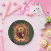 Viktorianische, Viktorianische Rahmen, goldgrün Pappteller (Party)