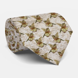 Viktorianische Vintage Brown News Paper Birds Neck Krawatte