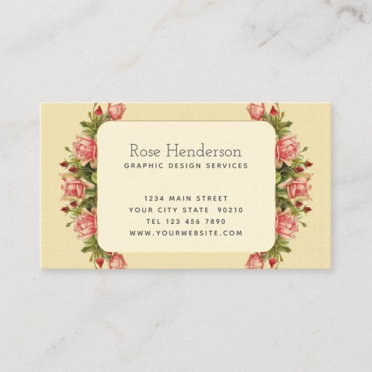 Viktorianische Vintage Catherine Klein Roses Visitenkarte (Vorderseite)